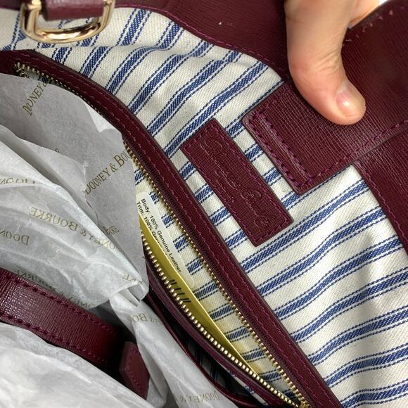 Dooney & Bourke Leather Purse Saffiano Zip Satchel Red Bordeaux - Picture 13 of 16